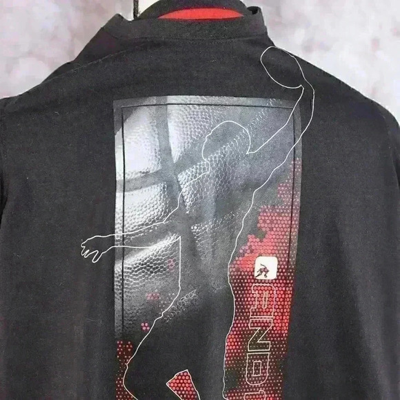 Kid's Size L (10/12) AND1 black/red long sleeve jersey basketball player graphic - Picture 2 of 11